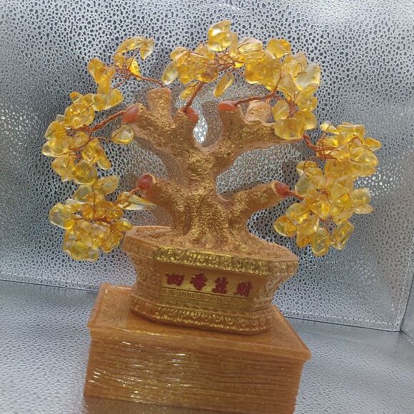 Yellow Gemstone Tree in Gold Pot – Prosperity Crystal Decor & Gift Idea - Picture 4 of 9
